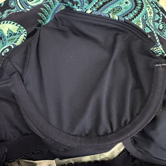 Lands End V Neck Blue/Green Paisley Underwire Tankini Swim Top Size 8 - Picture 6 of 7